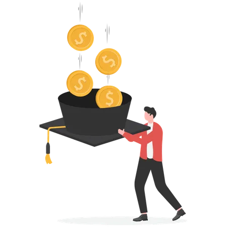 Un garçon obtient une bourse d'études  Illustration