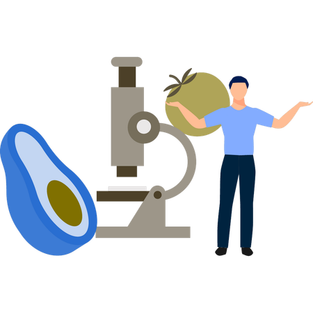 Garçon faisant des recherches au microscope  Illustration