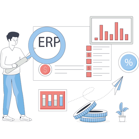 Garçon à la recherche d'une comptabilité d'entreprise  Illustration