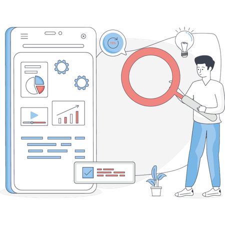 Garçon à la recherche d'une stratégie commerciale  Illustration