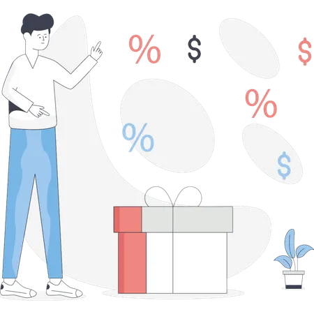 Garçon recevant un cadeau de shopping  Illustration