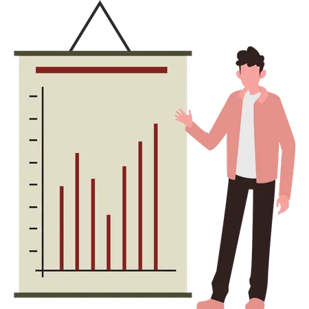 Garçon regardant le graphique d'affaires  Illustration