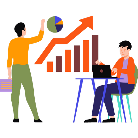 Garçon regardant la croissance des affaires  Illustration