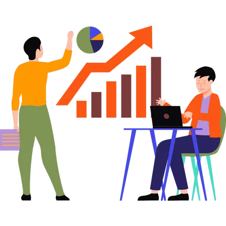 Garçon regardant la croissance des affaires  Illustration