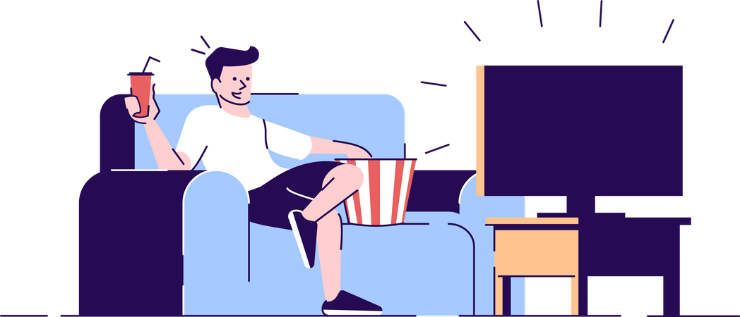 Garçon regardant la télévision  Illustration