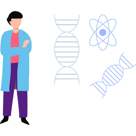 Garçon regardant l'ADN  Illustration