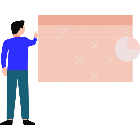 Garçon regardant les rendez-vous d'affaires sur le calendrier  Illustration