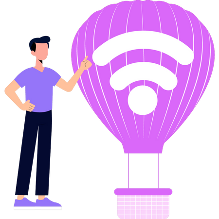 Garçon regardant le parachute Wi-Fi  Illustration