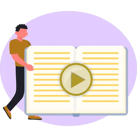 Un garçon regarde une vidéo éducative en ligne  Illustration