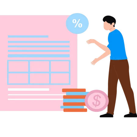 Un garçon rembourse son prêt bancaire  Illustration