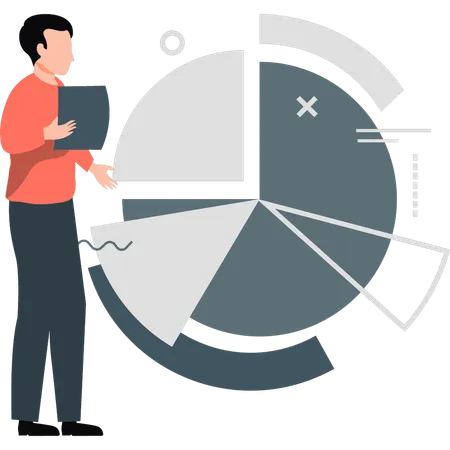 Garçon résolvant des problèmes d'analyse commerciale  Illustration