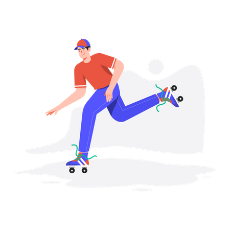 Garçon, balade, patinage  Illustration