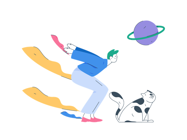 Garçon sautant dans le parc  Illustration