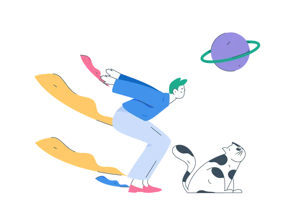 Garçon sautant dans le parc  Illustration