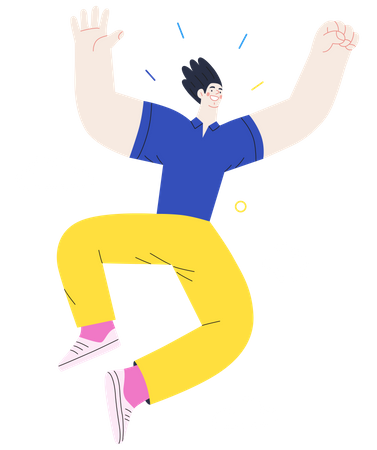 Garçon sautant de bonheur  Illustration
