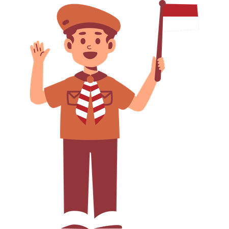 Scout, tenue, drapeau  Illustration