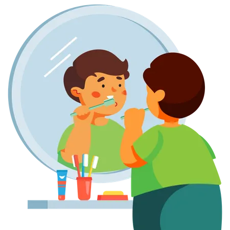 Garçon se brosser les dents  Illustration