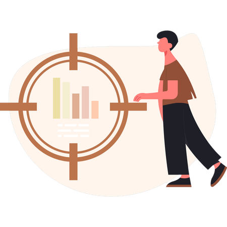 Un garçon se concentre sur un graphique d'entreprise  Illustration