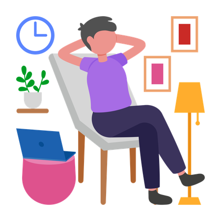 Garçon se relaxant à la maison  Illustration