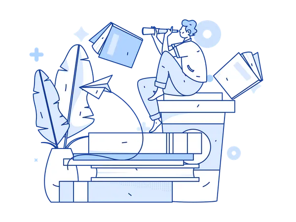 Garçon se préparant à l'examen  Illustration