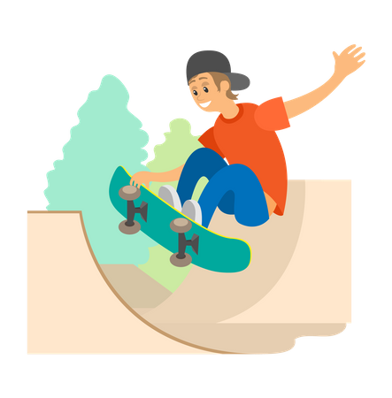 Garçon faisant du skateboard  Illustration