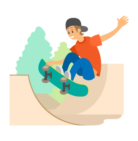 Garçon faisant du skateboard  Illustration