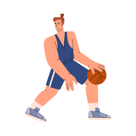 Garçon souriant, joueur de basket-ball  Illustration