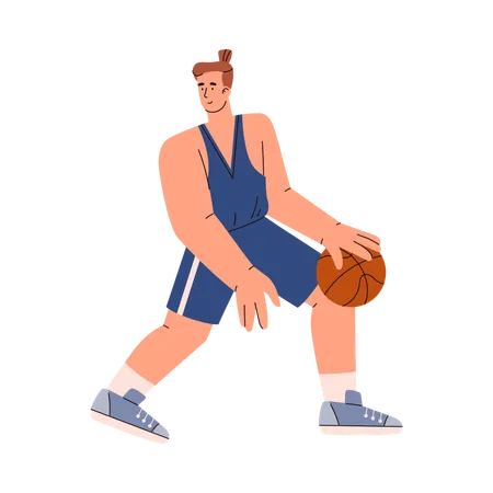 Garçon souriant, joueur de basket-ball  Illustration