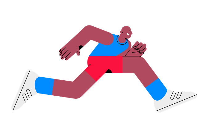 Garçon sportif courant dans une course de marathon  Illustration