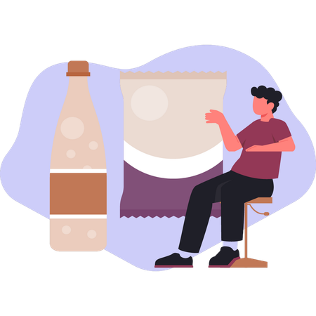 Garçon suggérant une nourriture riche en crabe  Illustration