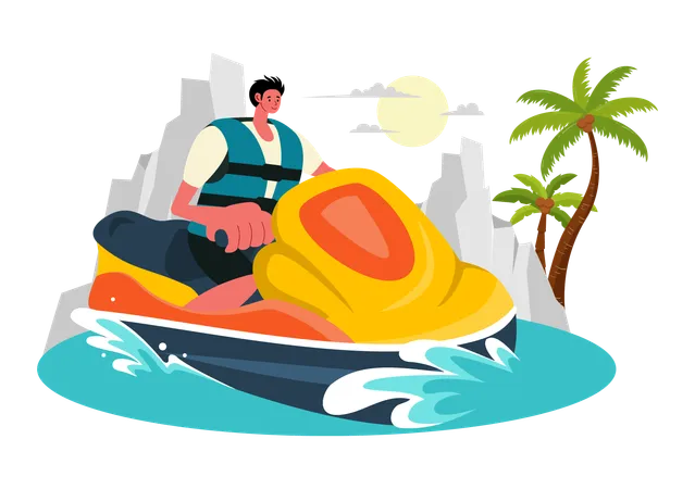 Garçon faisant du jet ski  Illustration