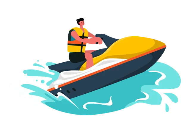 Garçon faisant du jet ski  Illustration