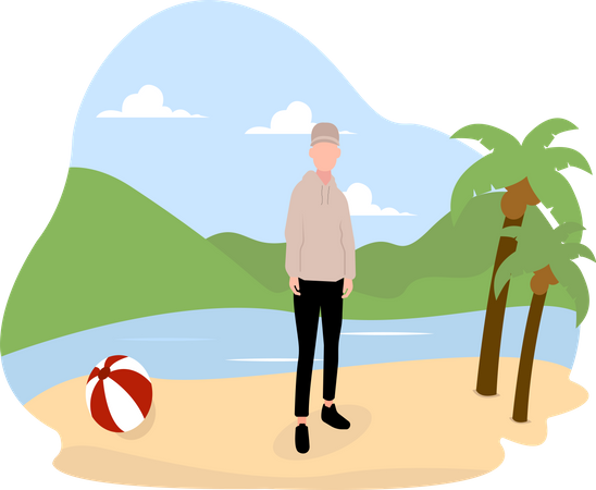 Garçon sur la plage  Illustration