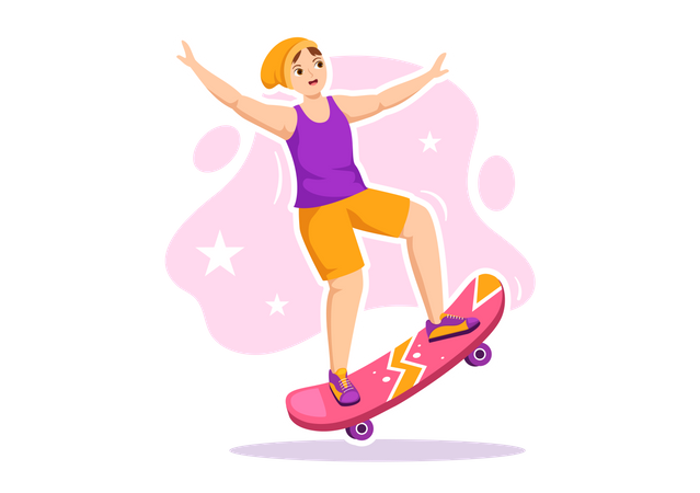 Garçon sur skateboard  Illustration