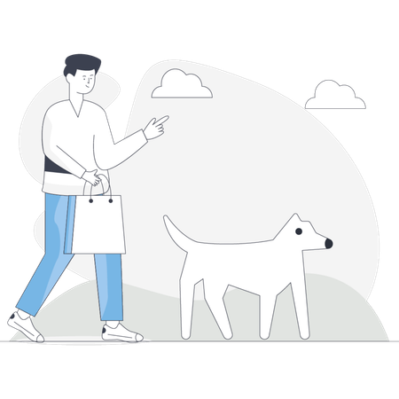 Garçon tenant un sac de courses  Illustration