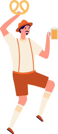 Garçon tenant un verre de bière  Illustration
