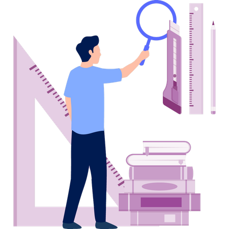 Garçon tenant une loupe  Illustration