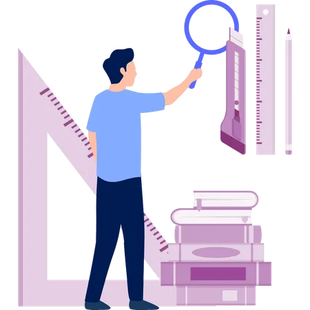 Garçon tenant une loupe  Illustration