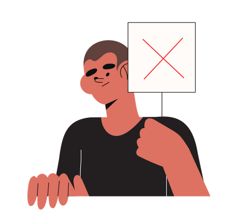 Garçon tenant une pancarte  Illustration