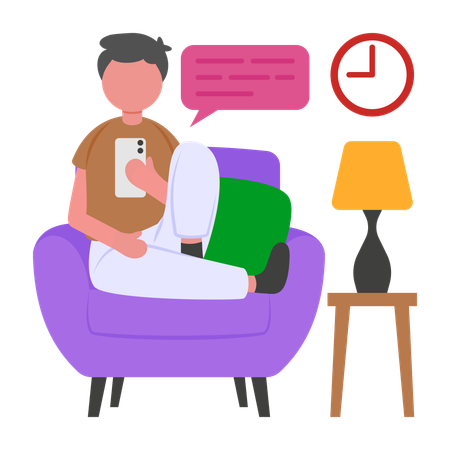Garçon travaillant au téléphone  Illustration
