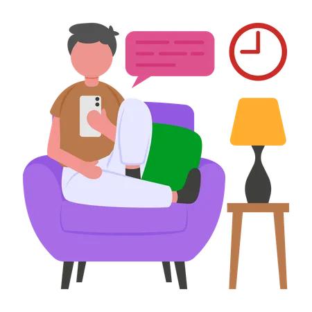 Garçon travaillant au téléphone  Illustration