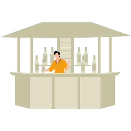 Garçon travaillant dans un magasin d'alcool  Illustration