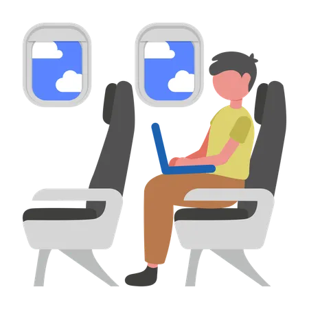 Garçon travaillant en voyage  Illustration