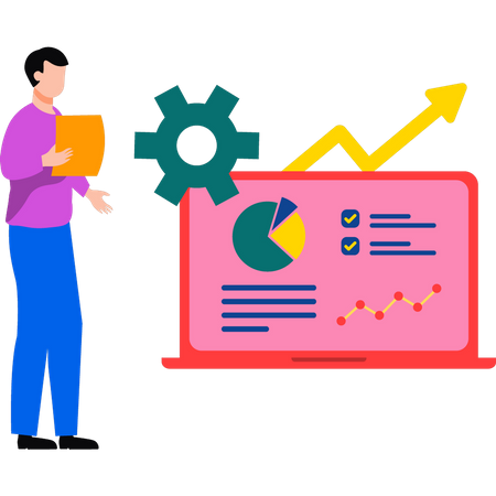 Garçon travaillant sur un graphique d'analyse  Illustration