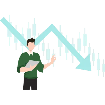 Garçon travaillant sur des graphiques analytiques  Illustration