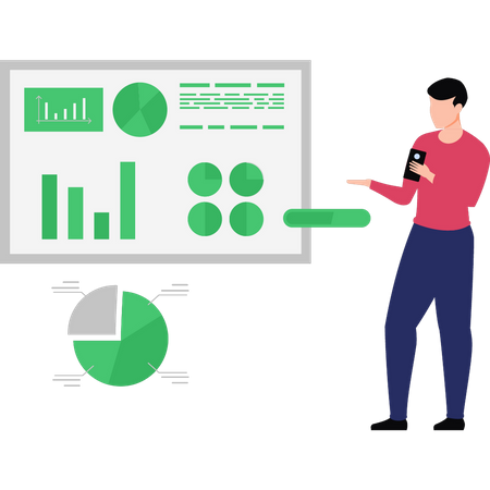 Garçon travaillant sur un graphique  Illustration