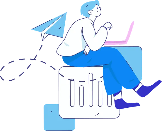 Garçon travaillant sur l’analyse des données  Illustration