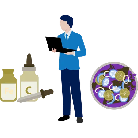 Garçon travaillant sur les détails du supplément  Illustration