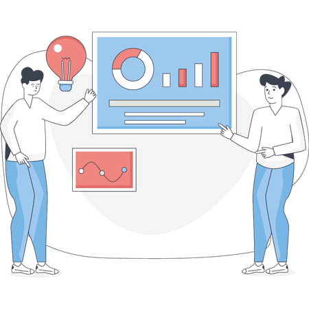 Garçon travaillant sur un graphique  Illustration