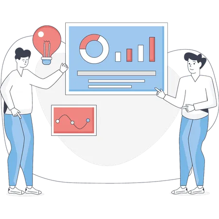 Garçon travaillant sur un graphique  Illustration